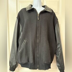 Vintage Golden Bear Black Varsity Bomber Jacket XL Wool Leather Blank No Logos